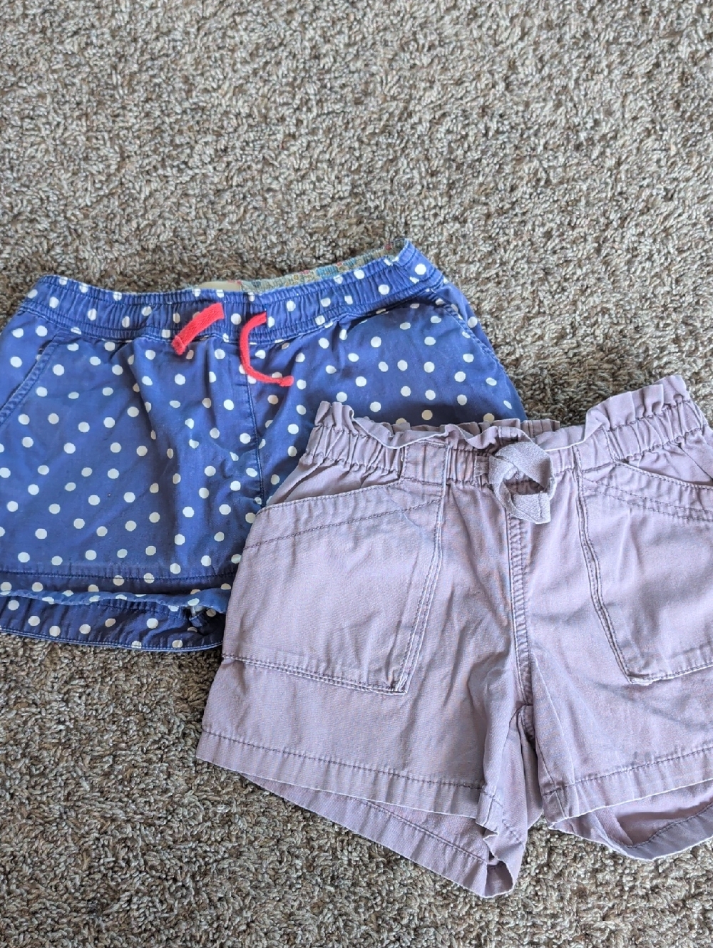 Mini Boden & Tea Collection  Blue Polka Dot Shorts & Lilac Pull-On Shorts